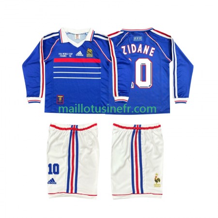 Maillot de Foot France ZINANE 10 Domicile Retro 1998 Manches Longues - Enfant